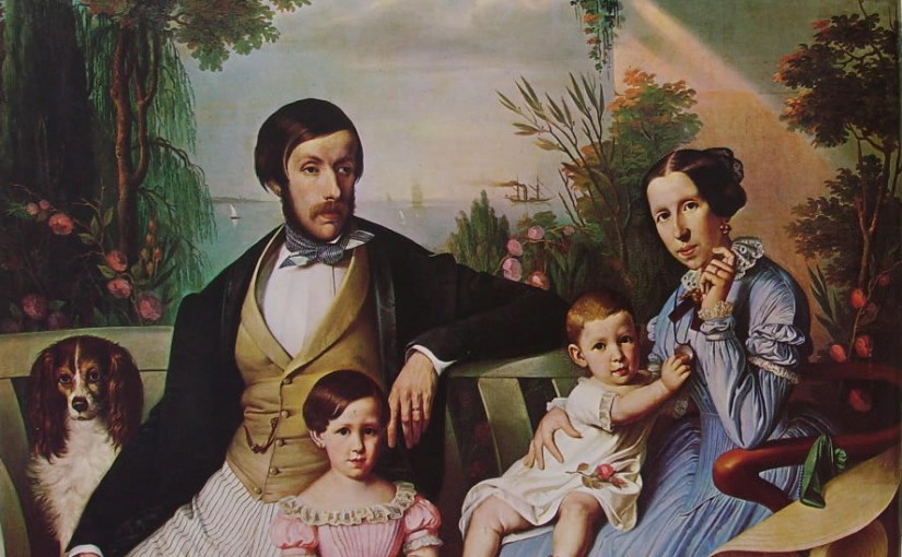 Giuseppe Tominz: La famiglia Parisi, cm. 134 x 162 Collezione privata Venezia.
